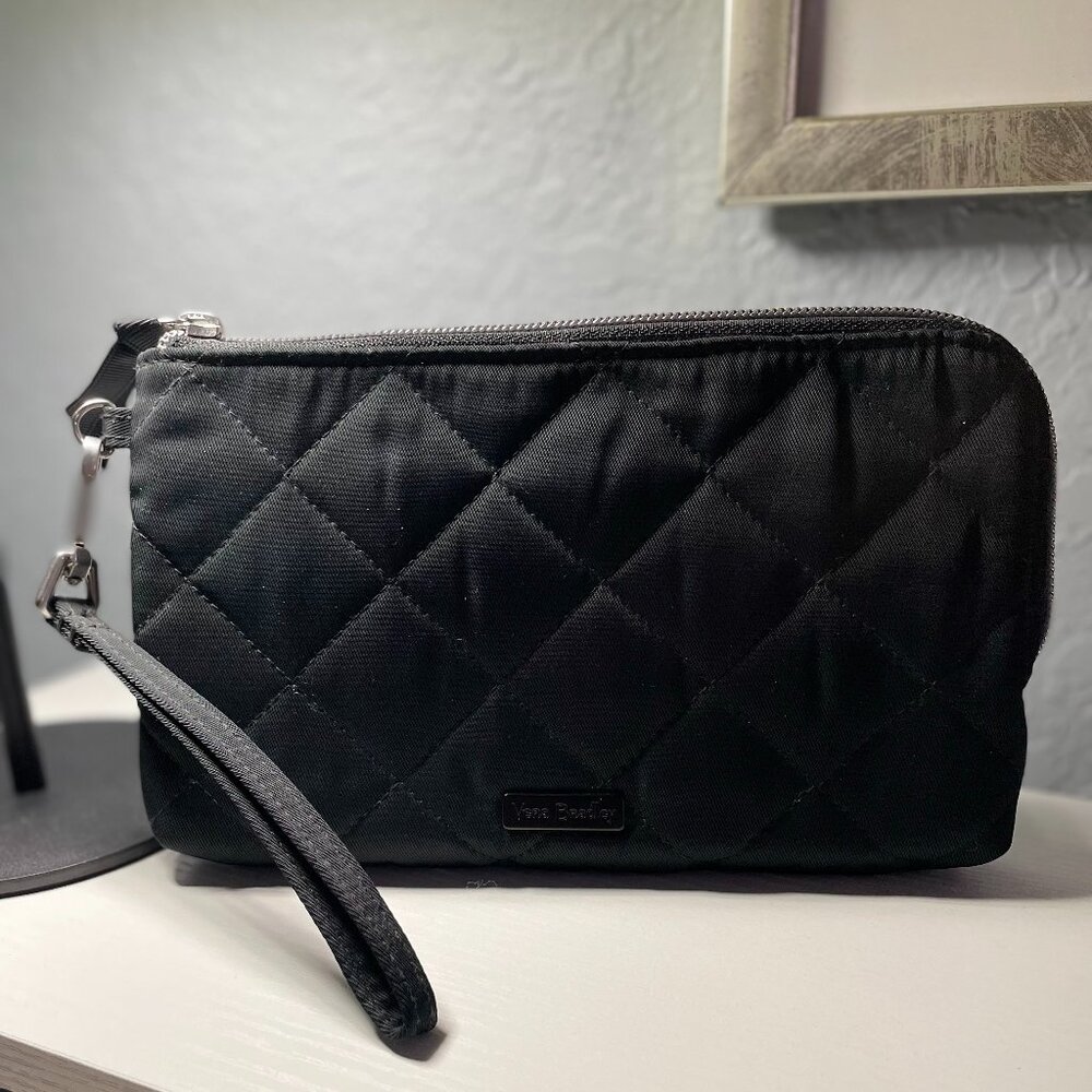 Vera Bradley RFID 3/4 Zip Wristlet Black Performance Twill Wallet - Picture 8 of 8